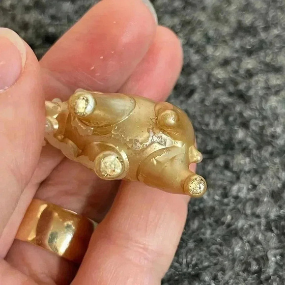 Gold Tone Elephant Miniature Figurine Gold Leaf READ - Picture 4 of 5